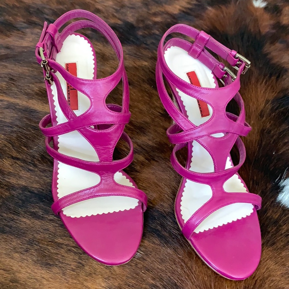 Carolina Herrera magenta sandals